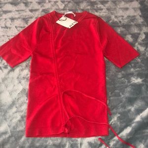 NWT ZARA Red Jaw-string Shirt Small S Adjustable